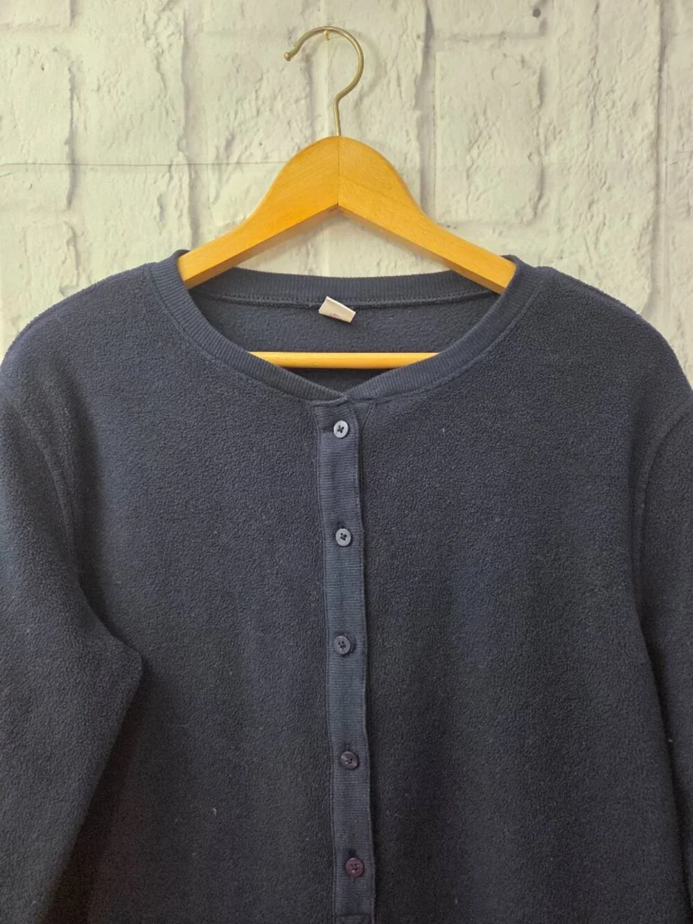 Old Navy Small Navy Blue Fleece Henley Button Front Shorts Pajama Romper